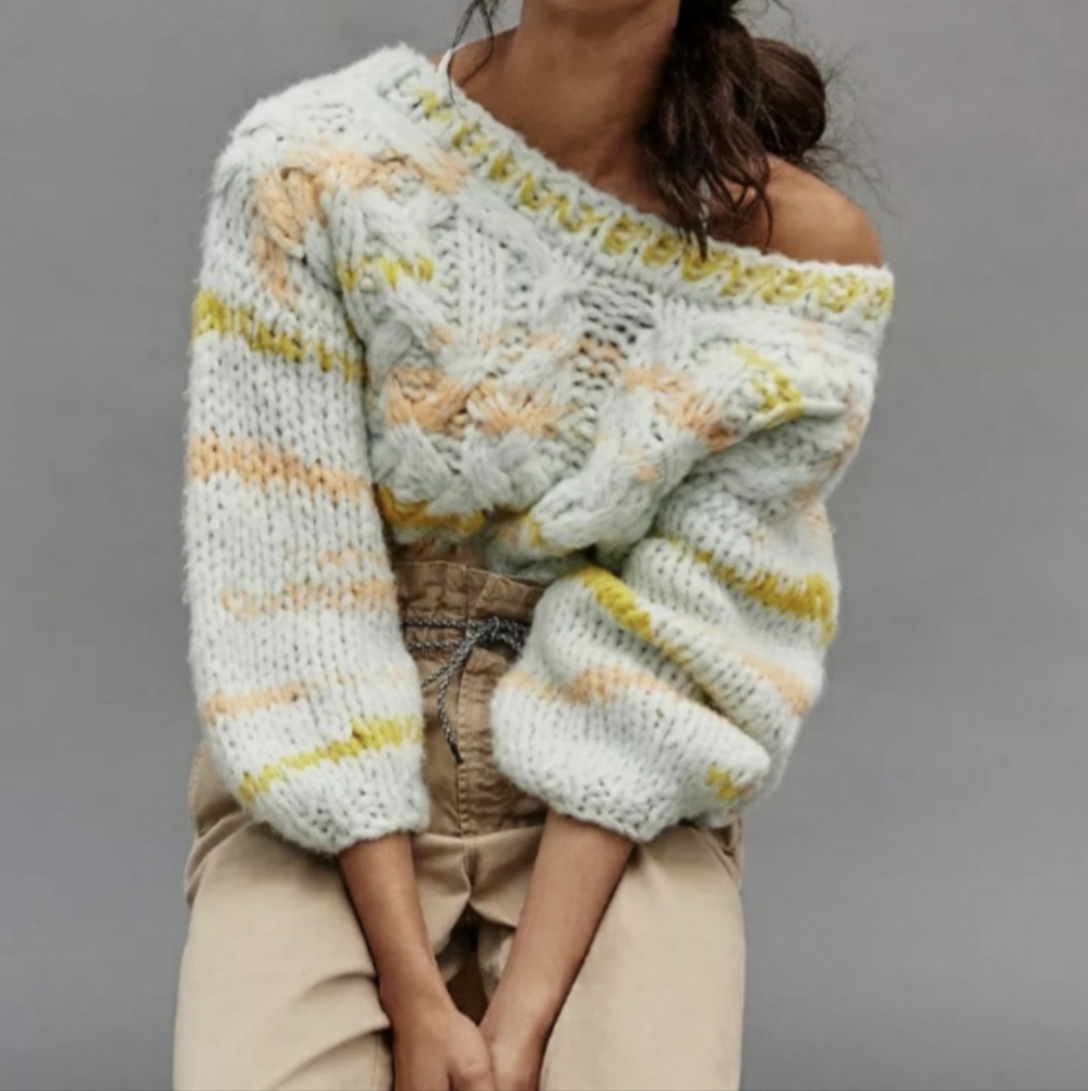 Anthropologie Wool Alpaca Blend Chunky JoJo Oversized Sweater - Picture 2 of 6